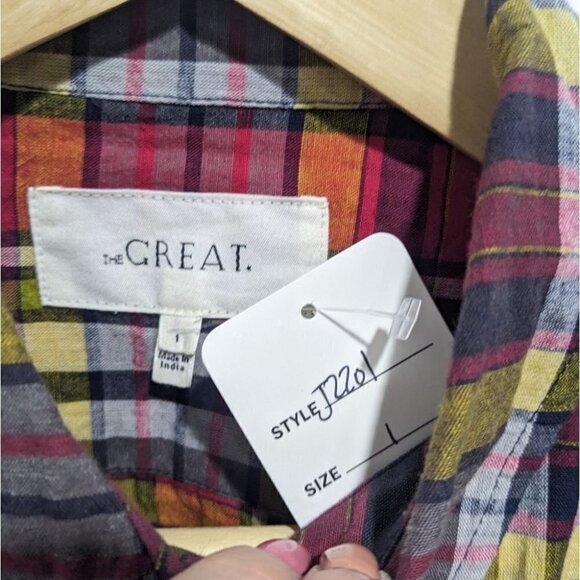 New The Great | Cottage Shirt In Bluegrass Plaid - Picture 7 of 10